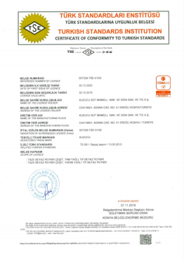 TSE Certificate of Conformity