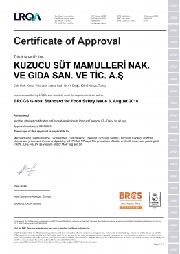 BRC CERTIFICATE